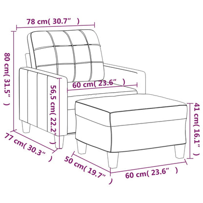 Poltrona com apoio de pés couro artificial 60 cm cor creme