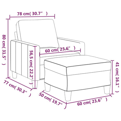 Poltrona com apoio de pés couro artificial 60 cm cinzento