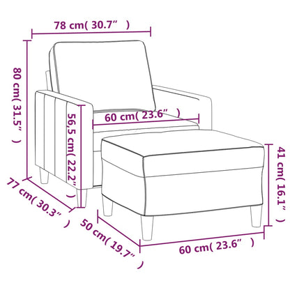 Poltrona com apoio de pés 60 cm veludo cor creme