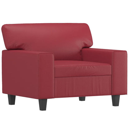 Poltrona com apoio de pés 60 cm couro artificial vermelho tinto