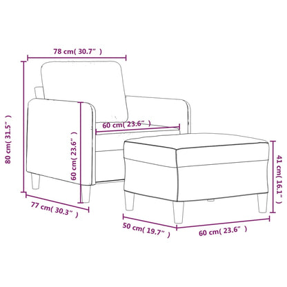 Poltrona Rute com Apóio de Pés - Cor Cinzento Claro - 78x77x80 cm - Em Veludo, com Estrutura em Metal com Assento, Apóios de Braços e Encosto Fortemente Acolchoados - Design Nórdico