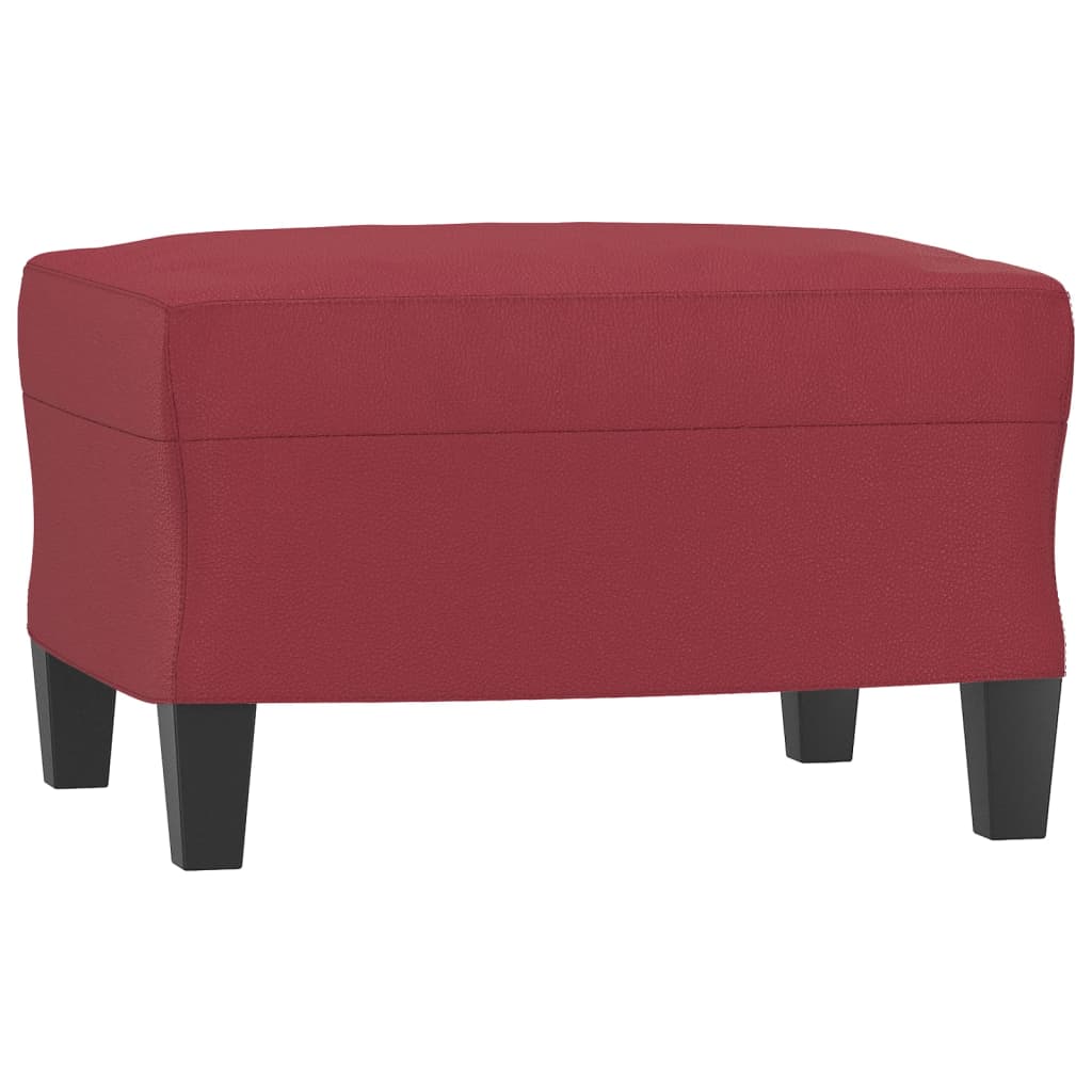 Poltrona com apoio de pés 60 cm couro artificial vermelho tinto