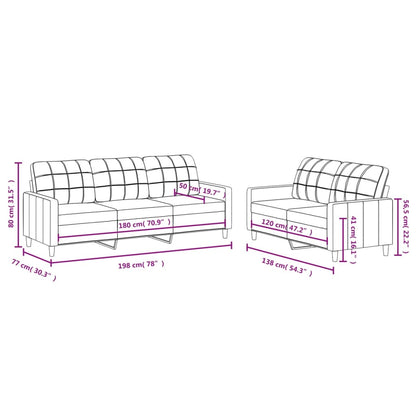 2 pcs conjunto de sofás com almofadões tecido cinzento-claro