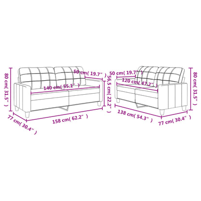 2 pcs conjunto sofás c/ almofadões couro artificial cor creme