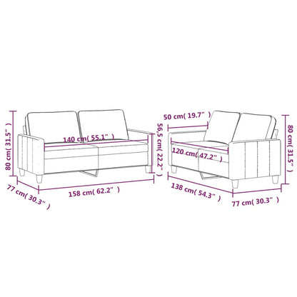 2 pcs conjunto de sofás com almofadões veludo cinzento-escuro