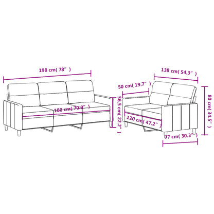 2 pcs conjunto de sofás com almofadões tecido cinzento-claro