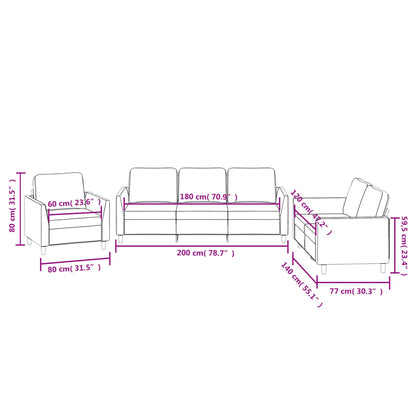 3 pcs conjunto de sofás com almofadões couro artificial preto