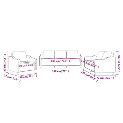 3 pcs conjunto de sofás com almofadões tecido cinzento-claro