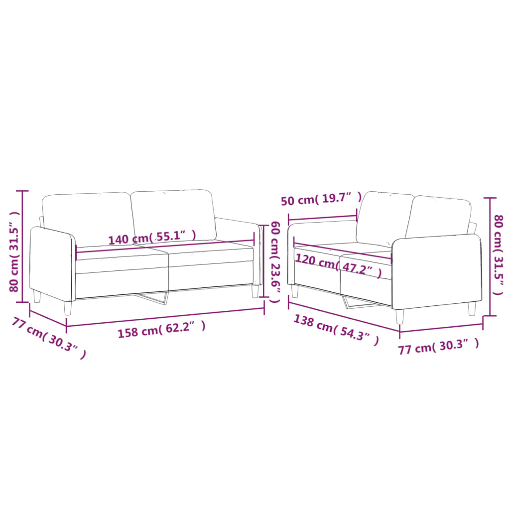 2 pcs conjunto de sofás com almofadões tecido amarelo-claro