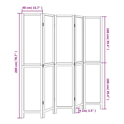 Biombo com 5 painéis madeira de paulownia maciça branco