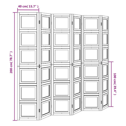 Biombo com 6 painéis madeira de paulownia maciça branco