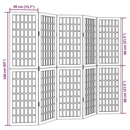 Biombo com 5 painéis madeira de paulownia maciça branco