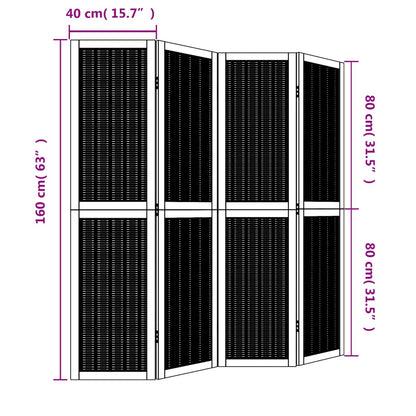 Biombo c/ 4 painéis madeira de paulownia maciça castanho