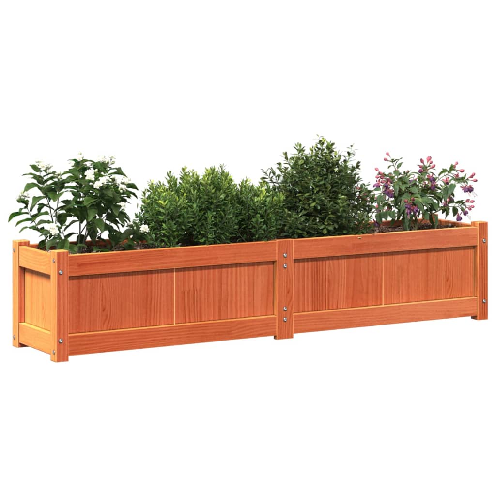 Vaso/floreira de jardim 150x31x31 cm pinho maciço castanho cera