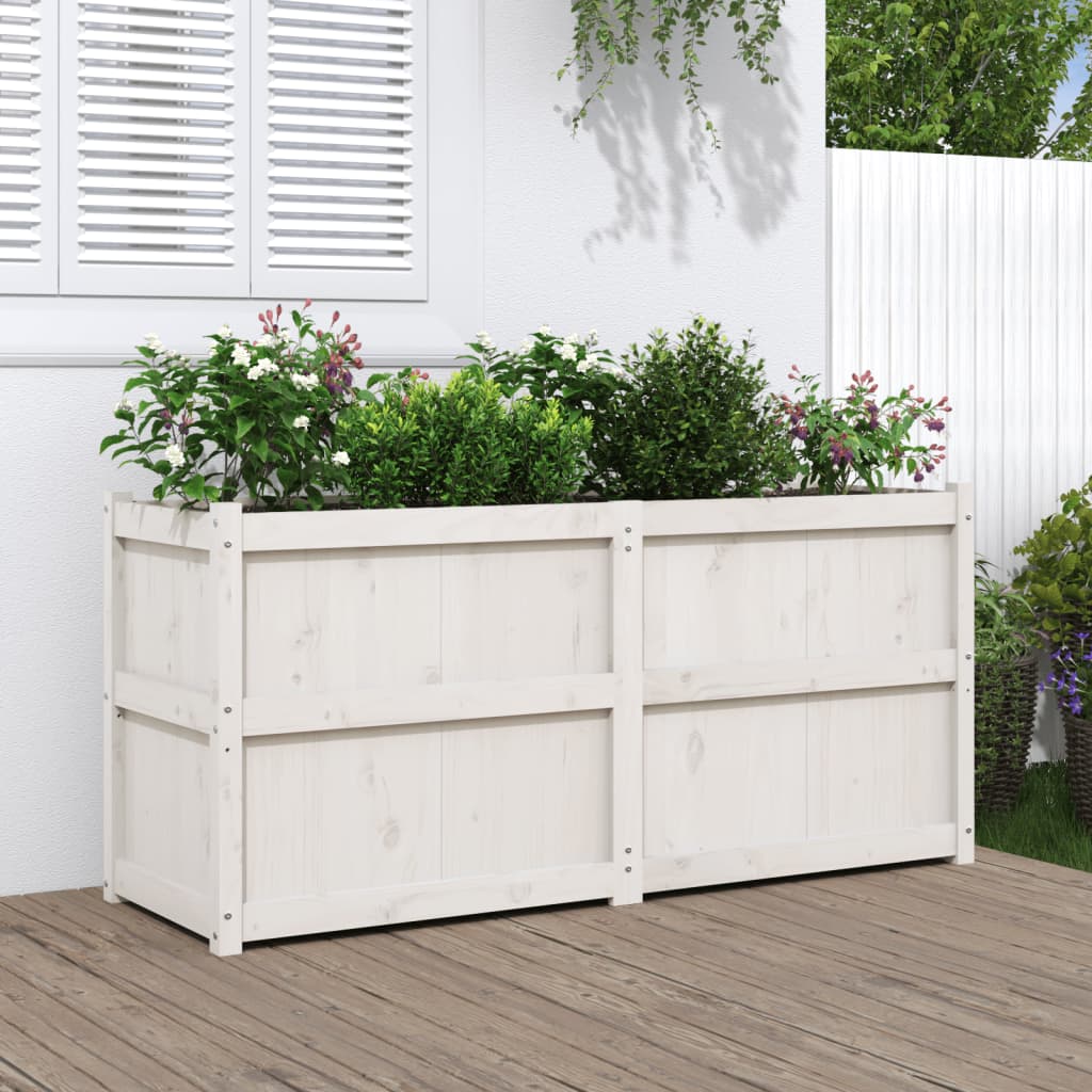 Vaso/floreira de jardim 150x50x70 cm pinho maciço branco