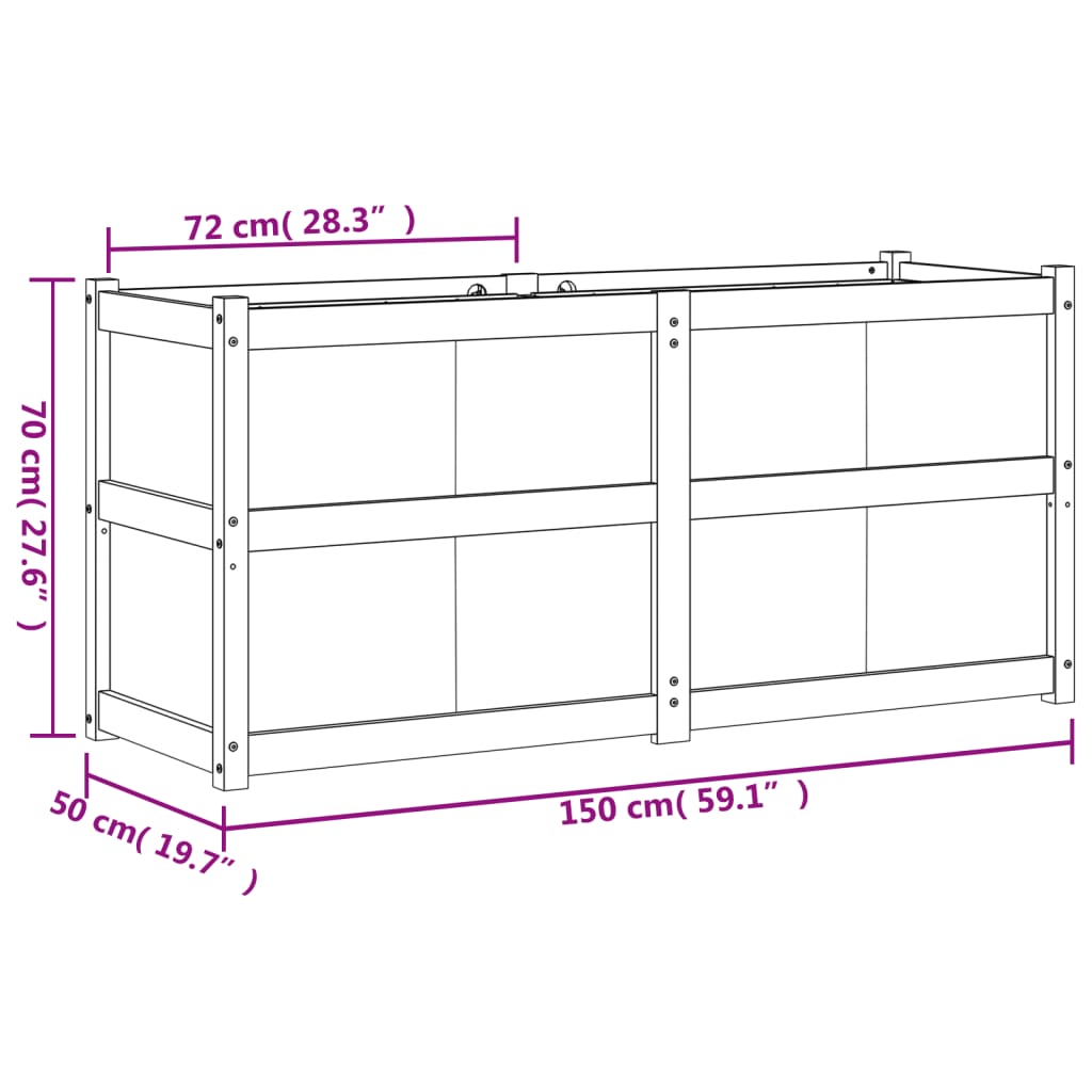 Vaso/floreira de jardim 150x50x70 cm pinho maciço castanho cera