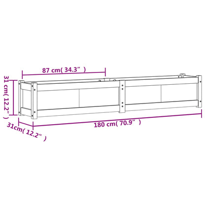 Vaso/floreira de jardim 180x31x31 cm pinho maciço branco