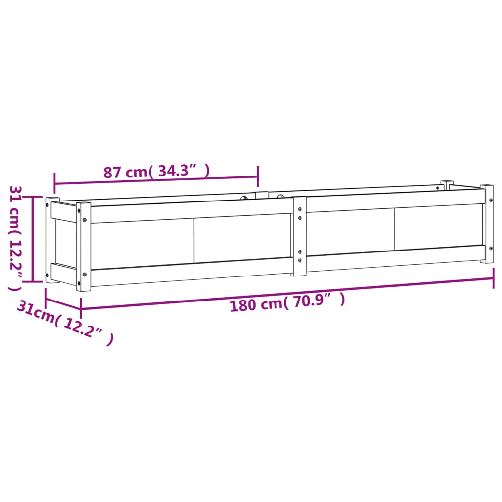 Vasos/floreiras de jardim 2 pcs madeira de pinho maciça branco