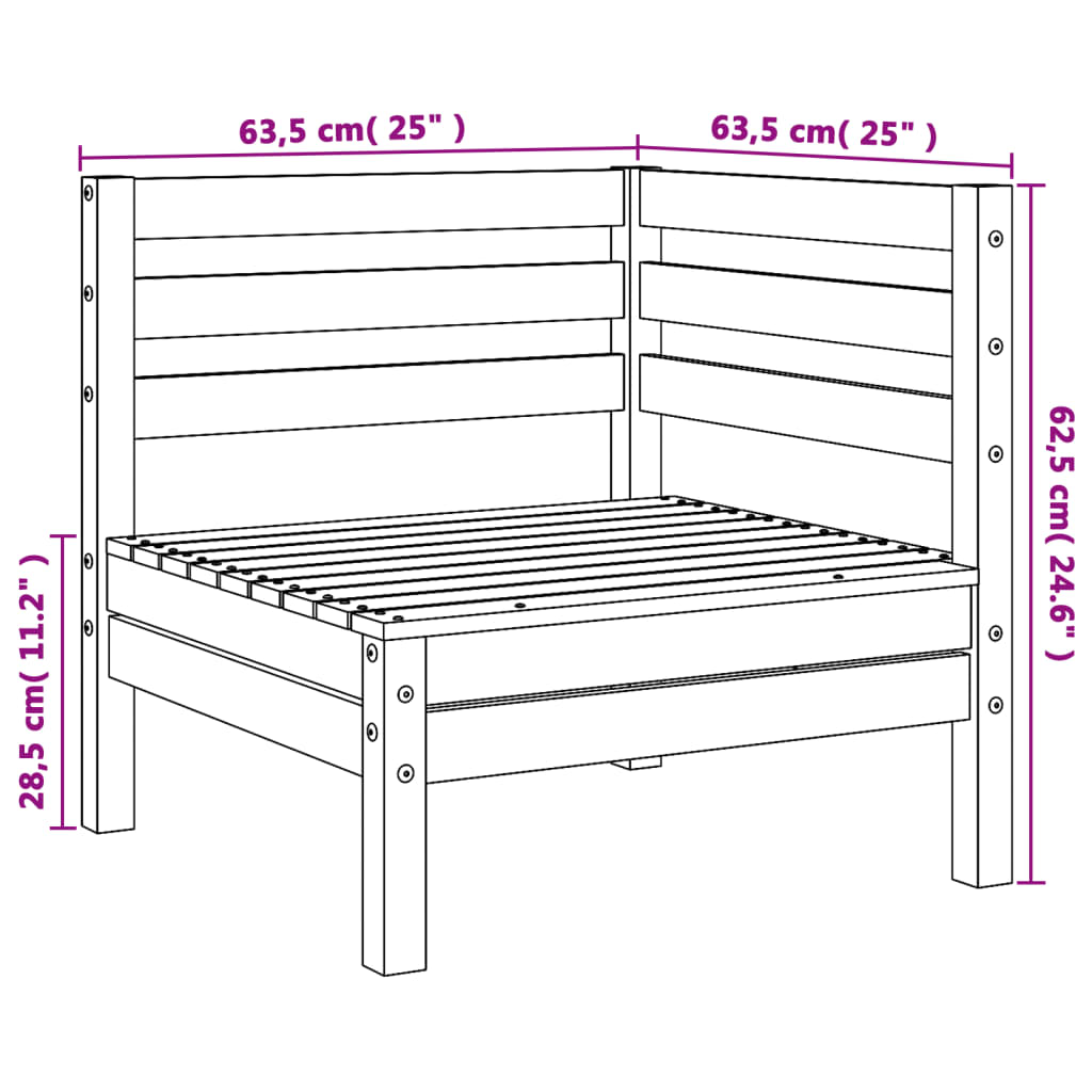 Sofás de canto para jardim 2 pcs pinho maciço castanho-mel