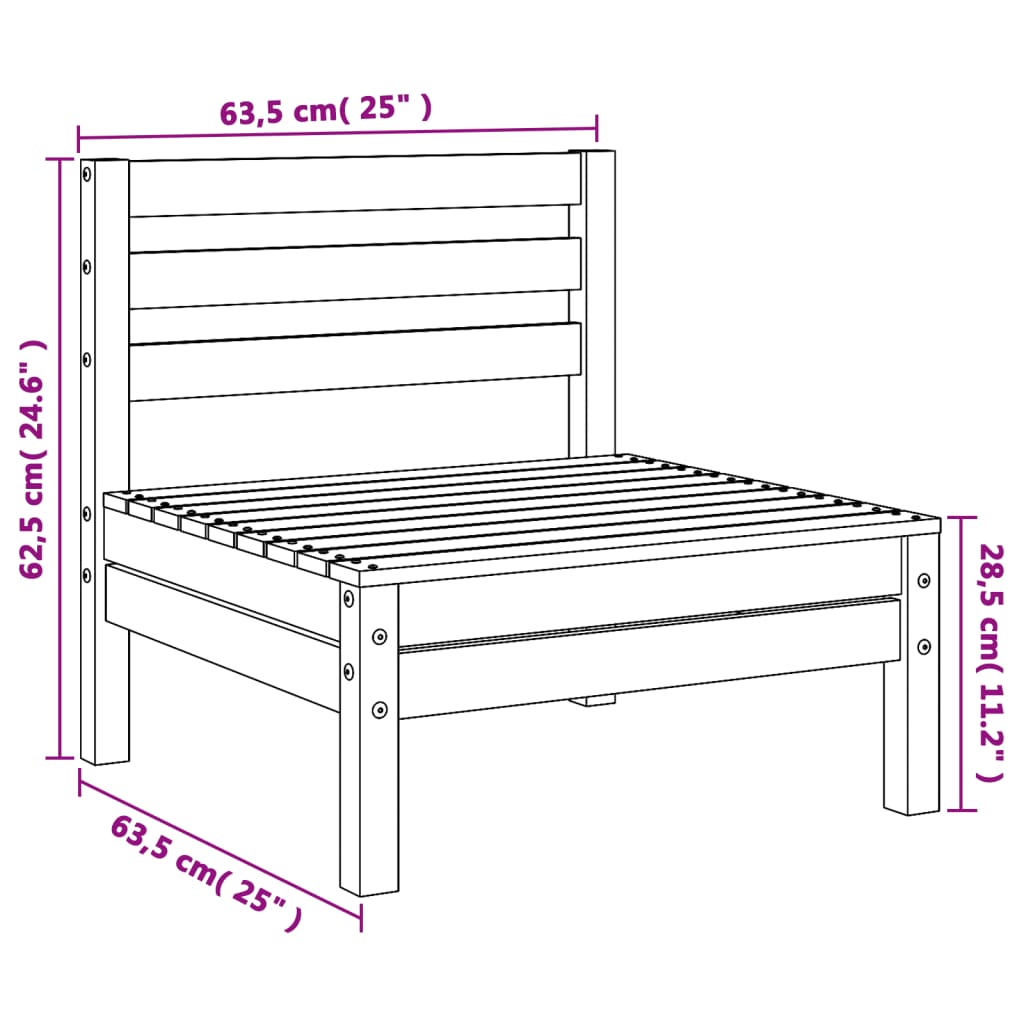 Sofás s/ apoios braços p/ jardim 2pcs pinho maciço castanho-mel