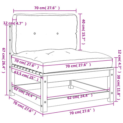 Sofás sem braços p/ jardim 2 pcs c/ almofadões pinho impregnado