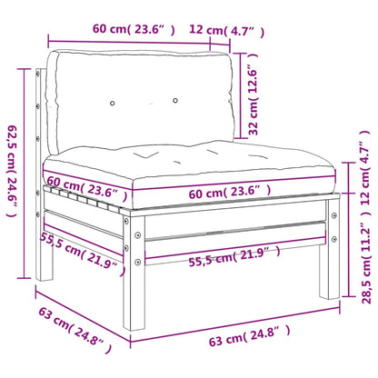 Sofás sem braços p/ jardim 2 pcs c/ almofadões pinho impregnado