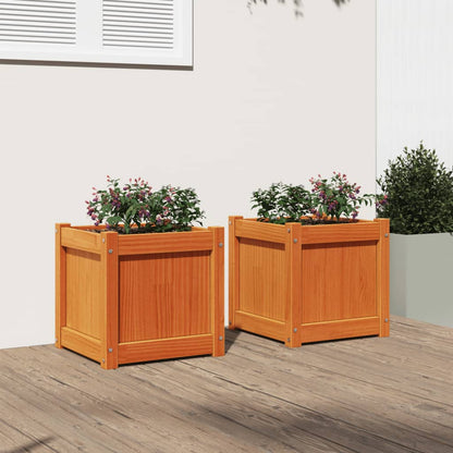 Vasos/floreiras de jardim 2 pcs pinho maciço castanho cera