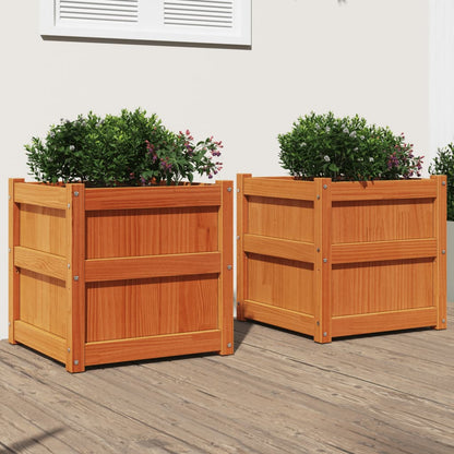 Vasos/floreiras de jardim 2 pcs pinho maciço castanho cera