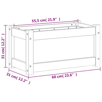 Vaso/floreira de jardim 60x31x31 cm pinho maciço castanho cera