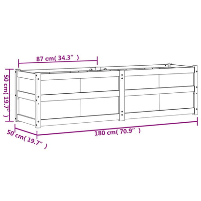 Vaso/floreira de jardim 180x50x50 cm pinho maciço branco