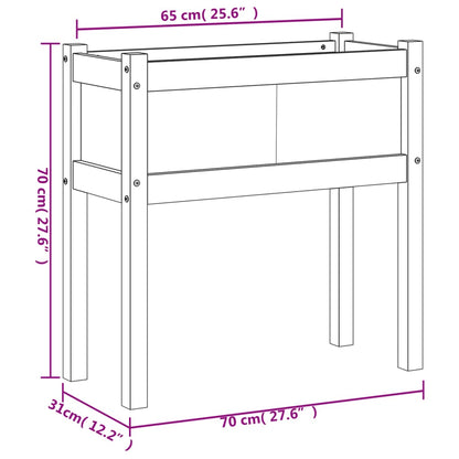 Vaso/floreira de jardim com pernas 70x31x70 cm pinho maciço