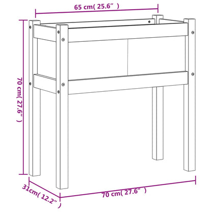 Vaso/floreira jardim c/ pernas 70x31x70 cm pinho maciço branco