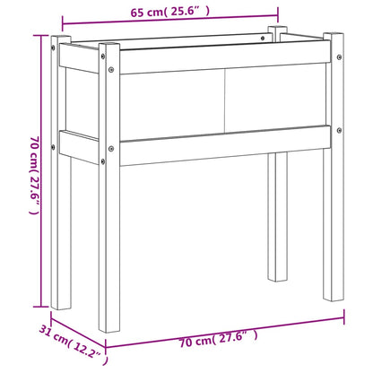 Floreira jardim c/ pernas 70x31x70cm pinho maciço castanho cera