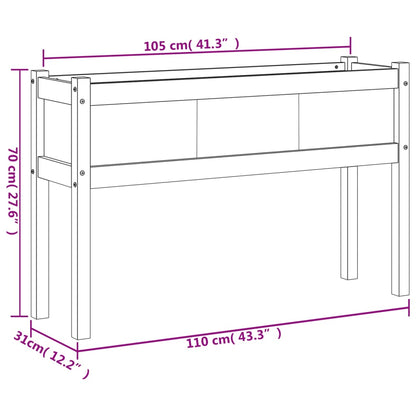 Vaso/floreira de jardim com pernas 110x31x70 cm pinho maciço