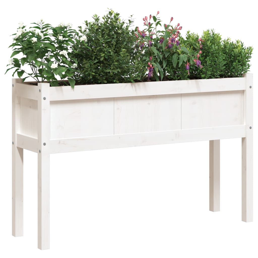 Floreira de jardim c/ pernas 110x31x70 cm pinho maciço branco