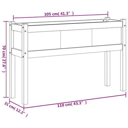 Floreira jardim c/pernas 110x31x70cm pinho maciço castanho cera