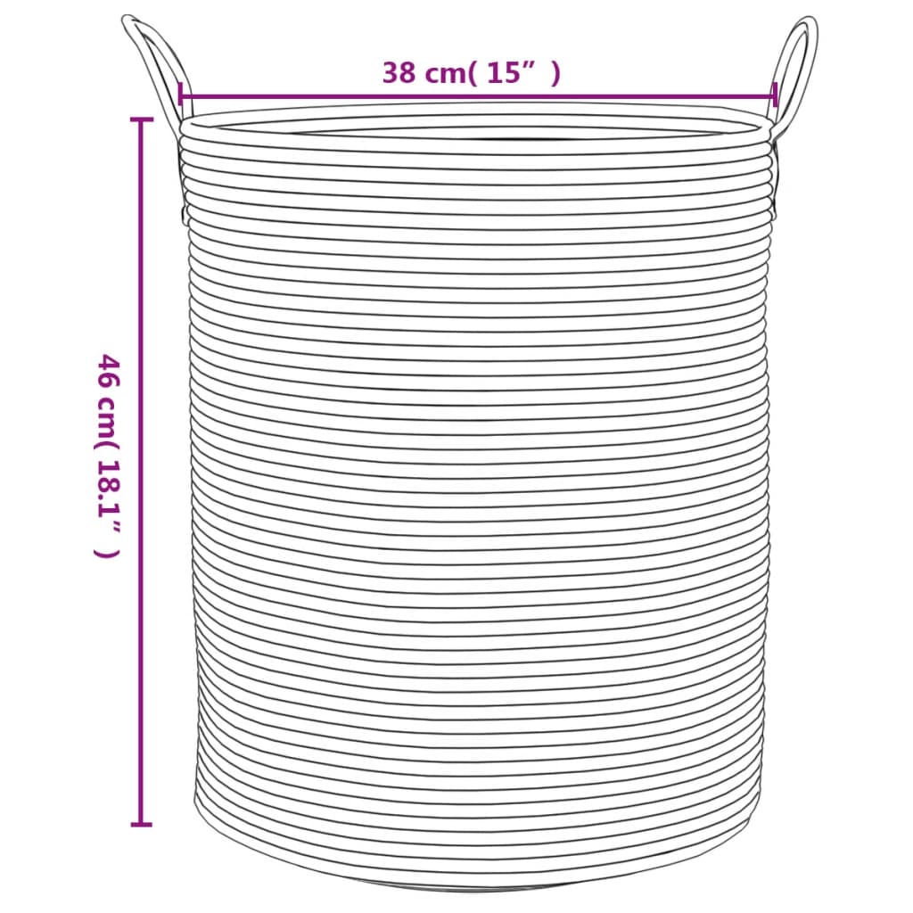 Cesto de arrumação Ø38x46 cm algodão cinzento e branco