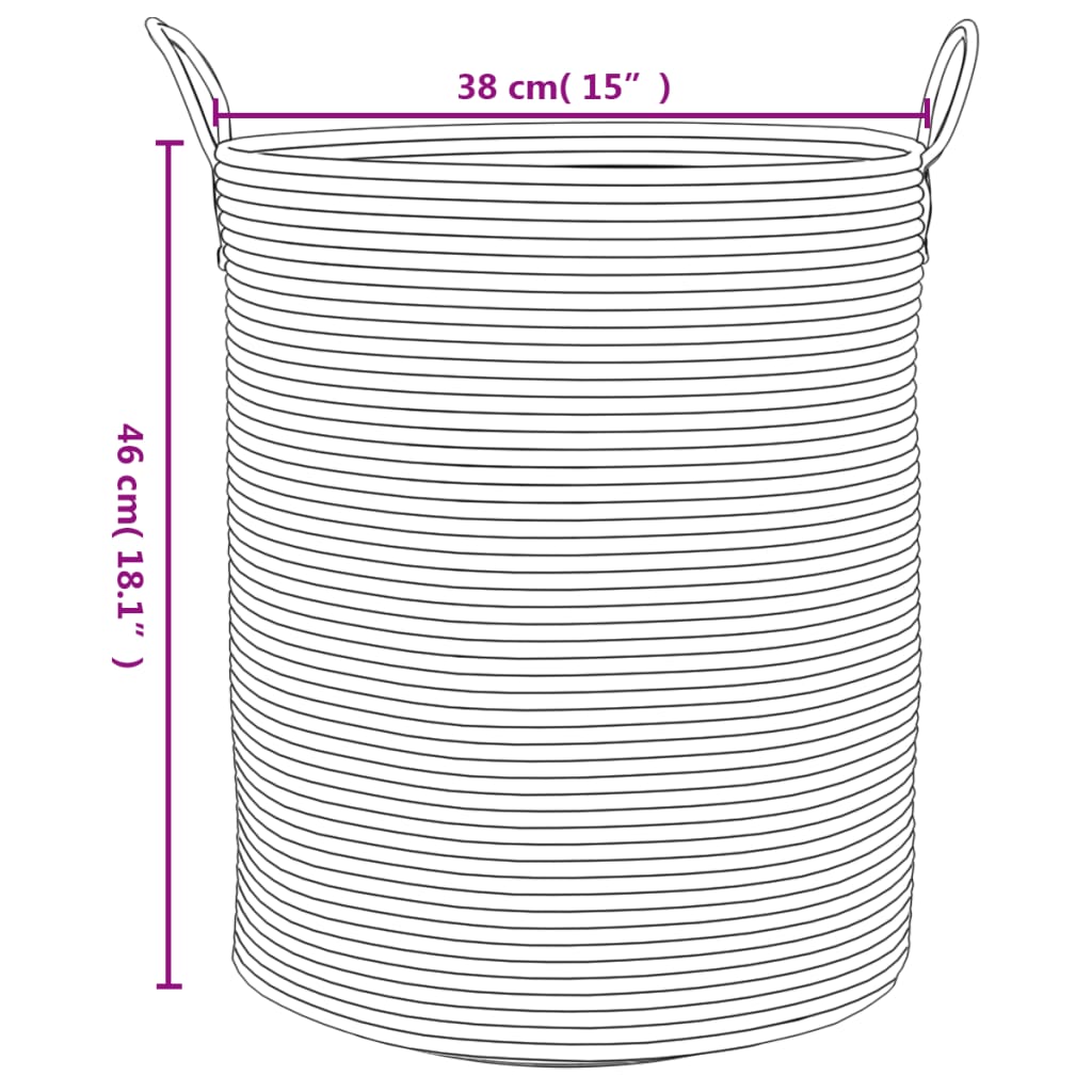 Cesto de arrumação Ø38x46 cm algodão bege e branco