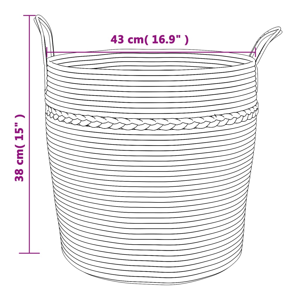 Cesto de arrumação Ø43x38 cm algodão bege e branco