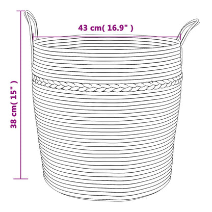 Cesto de arrumação Ø43x38 cm algodão bege e branco