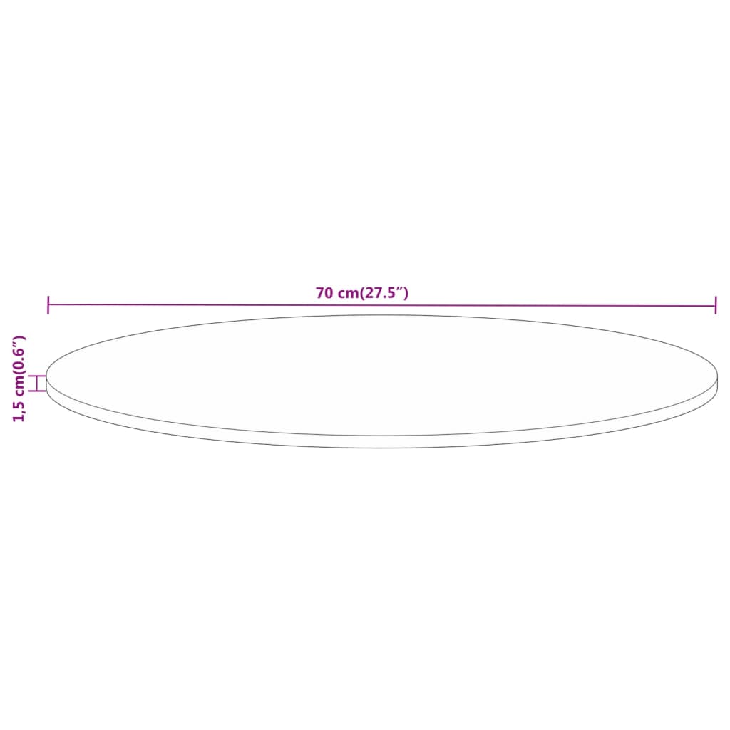 Tampo de mesa redondo Ø70x1,5cm madeira mangueira áspera maciça