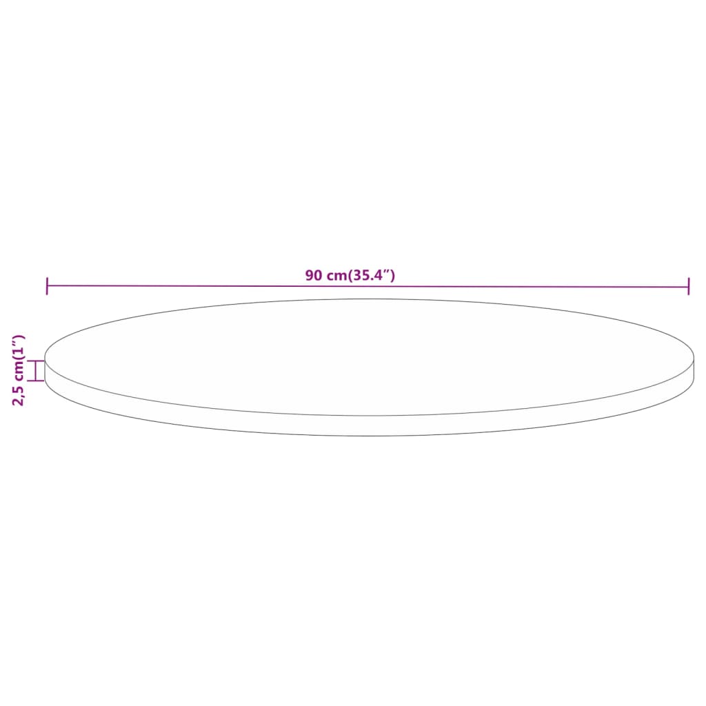 Tampo de mesa redondo Ø90x2,5cm madeira mangueira áspera maciça