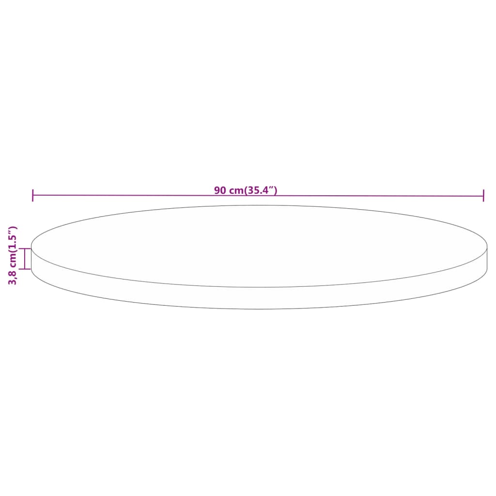 Tampo de mesa redondo Ø90x3,8cm madeira mangueira áspera maciça