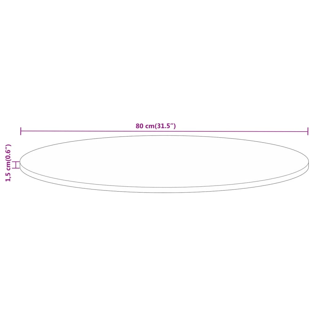 Tampo de mesa redondo Ø80x1,5cm madeira recuperada maciça