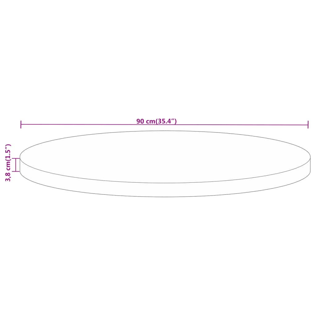 Tampo de mesa redondo Ø90x3,8cm madeira recuperada maciça