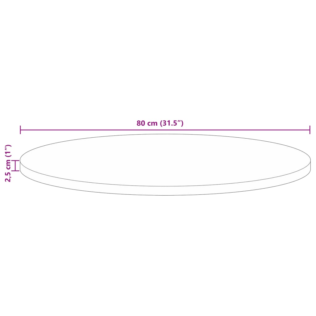 Tampo de mesa redondo Ø80x2,5cm madeira recuperada maciça