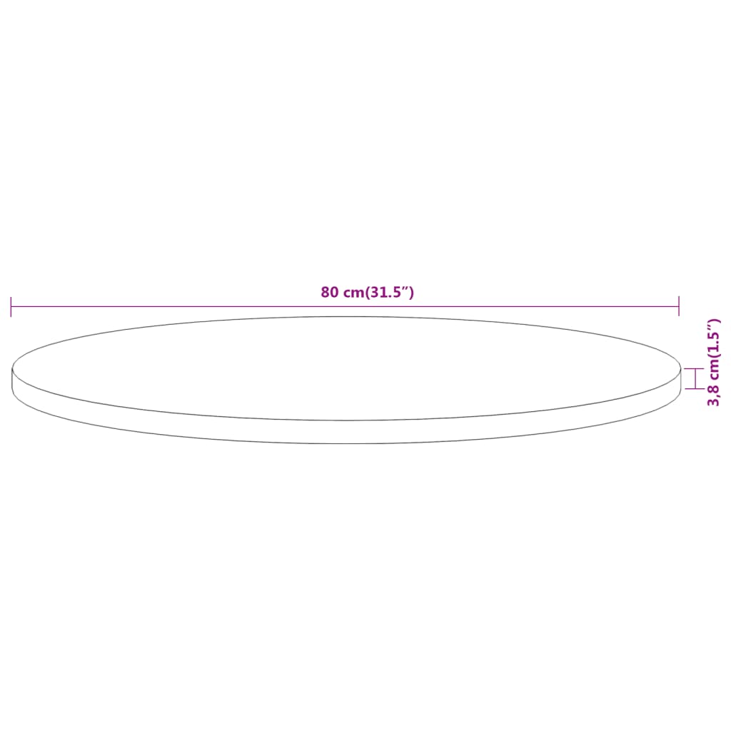 Tampo de mesa redondo Ø80x3,8 cm madeira de acácia maciça