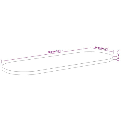 Tampo de mesa oval 100x40x2,5 cm madeira de acácia maciça