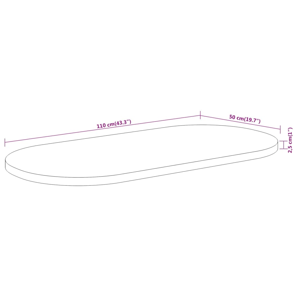 Tampo de mesa oval 110x50x2,5 cm madeira de acácia maciça