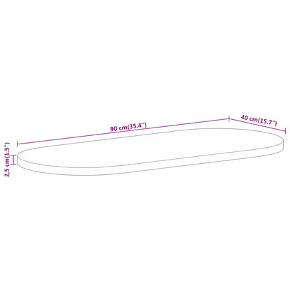 Tampo de mesa oval 90x40x2,5 cm madeira mangueira áspera maciça